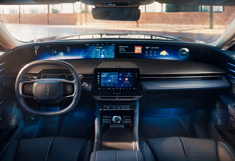 A large panoramic display is shown on the dashboard of a 2024 Lincoln Nautilus® SUV | Eau Claire Lincoln in Eau Claire WI