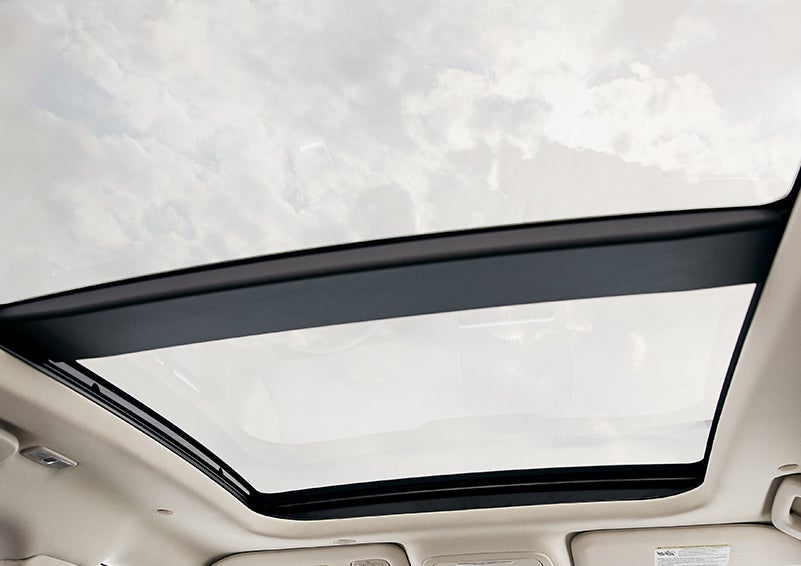 The available panoramic Vista Roof® is shown from inside a 2024 Lincoln Corsair® SUV. | Eau Claire Lincoln in Eau Claire WI