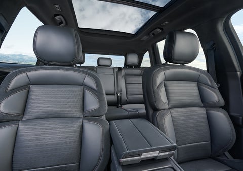 The spacious second row and available panoramic Vista Roof® is shown. | Eau Claire Lincoln in Eau Claire WI