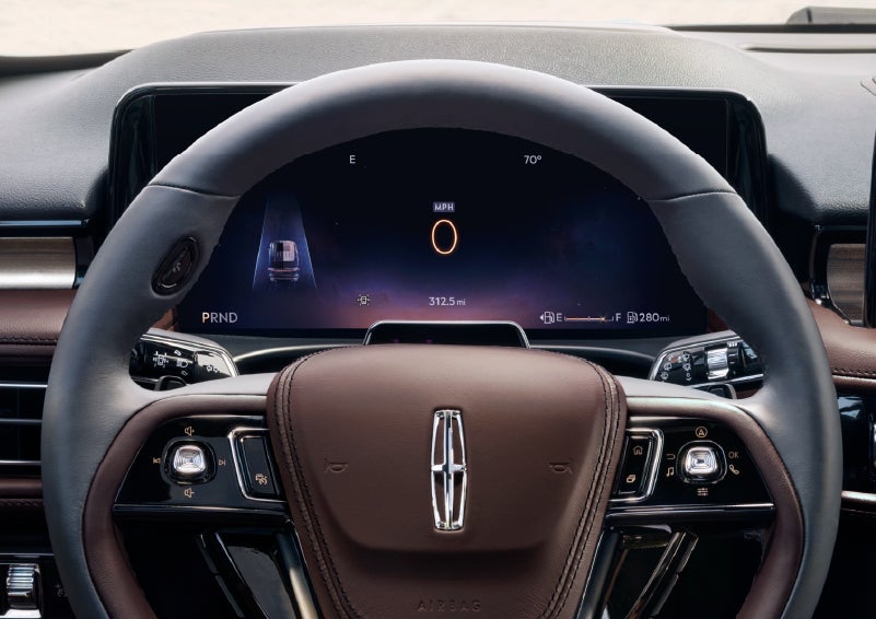 The driver’s information cluster display behind the steering wheel is shown. | Eau Claire Lincoln in Eau Claire WI