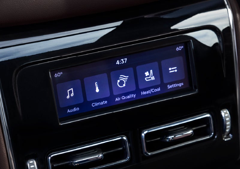Driver controls like music, temperature, air quality, settings, and heat/cool seats are shown. | Eau Claire Lincoln in Eau Claire WI