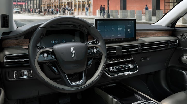The center display of the 2026 Lincoln Corsair® SUV is showcased with its SYNC® 4 capabilities highlighted. | Eau Claire Lincoln in Eau Claire WI