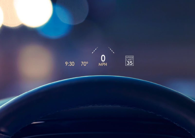 Useful driver information is being projected in front of the steering wheel on the windshield via the available head-up display. | Eau Claire Lincoln in Eau Claire WI