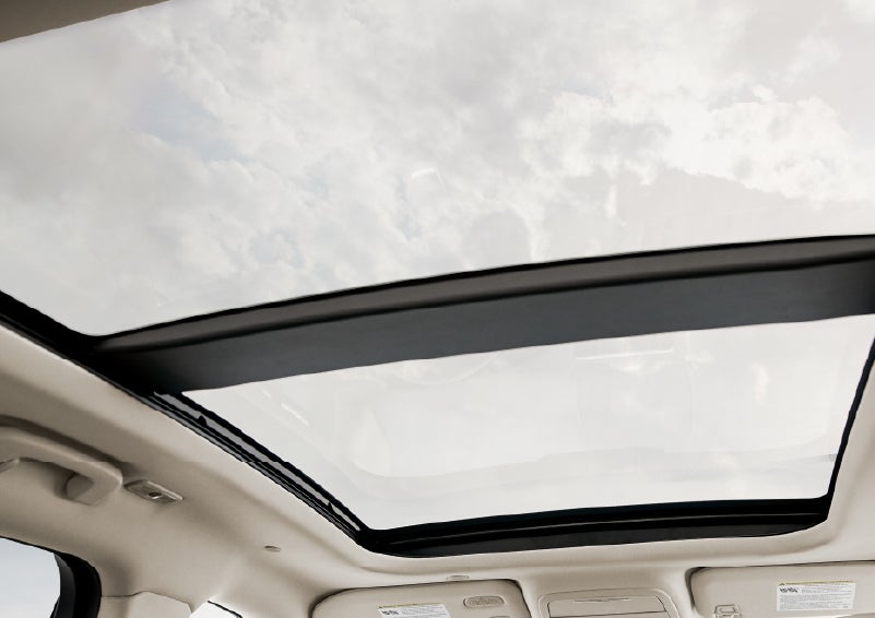 The available panoramic Vista Roof® is shown from inside a 2026 Lincoln Corsair® SUV | Eau Claire Lincoln in Eau Claire WI